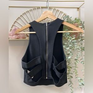 Black Cutout Back Crop Top